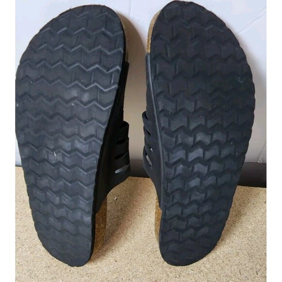 White Mountain Sandals Womens Footbeds Slides Slip‎ On Black Leather Casual - Picture 7 of 10